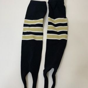 Baseball Knee High Stirrup Socks Black Gold White - Large